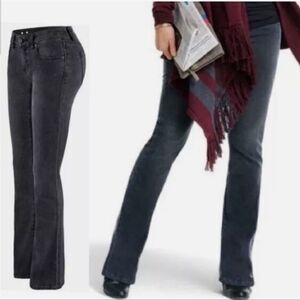 CAbi CURVY Fit 3042  NWT Shadow Slim Boot Jean Black Grey